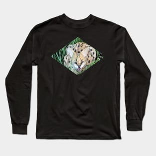 Low Poly Snarling Serval Long Sleeve T-Shirt